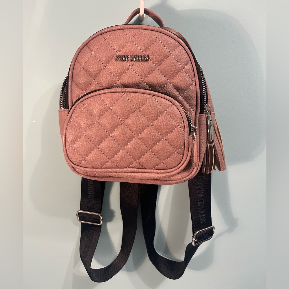 Steve Madden Small Mauve Backpack Style Bag Quilted Faux Leather